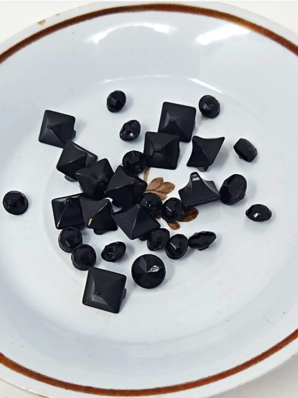 29pc Antique 19th Century Victorian Black Jet Bead Mourning Buttons Mixed Shapes